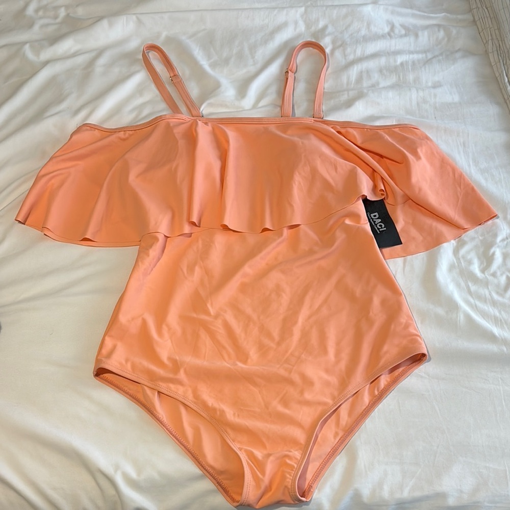 Coral Ruffle Swimsuit - Picture 2 of 5
